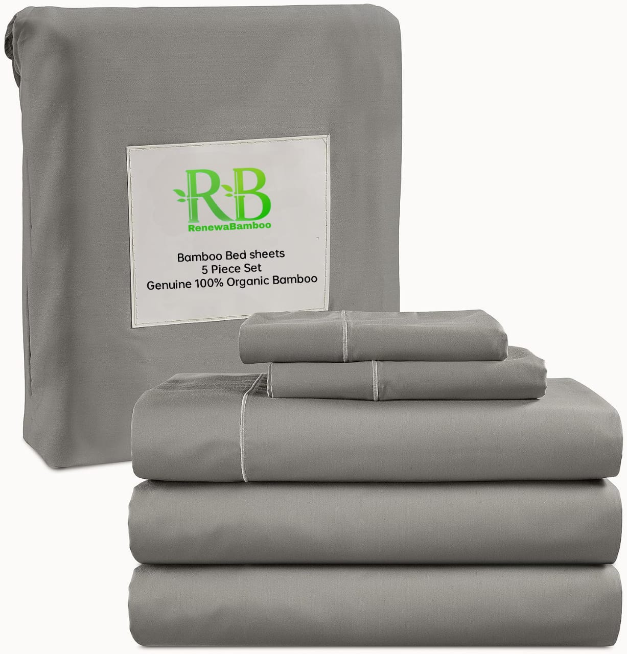 Bamboo Bed sheets - 5 Piece Set, Genuine 100% Organic Bamboo