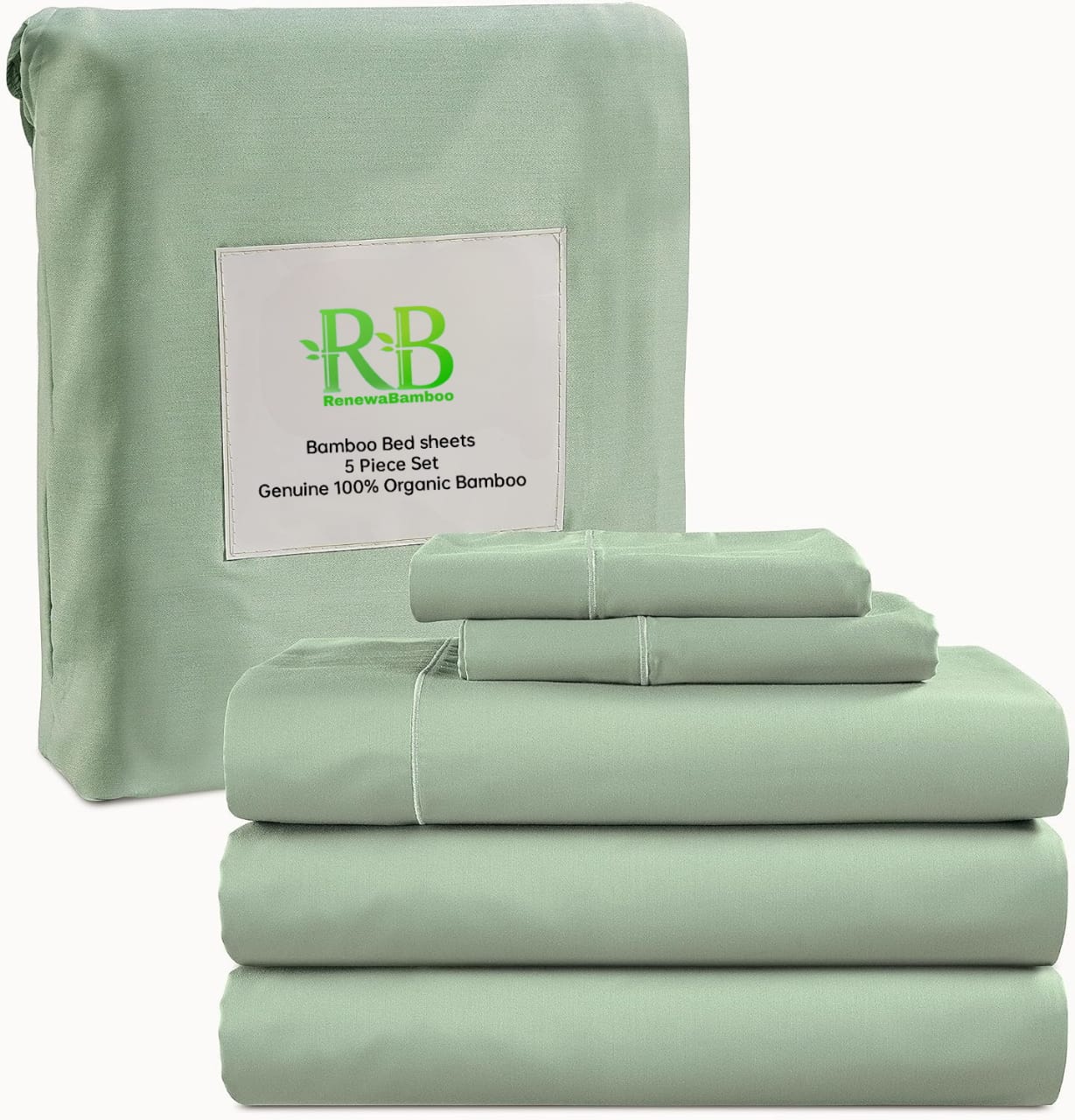 Bamboo Bed sheets - 5 Piece Set, Genuine 100% Organic Bamboo