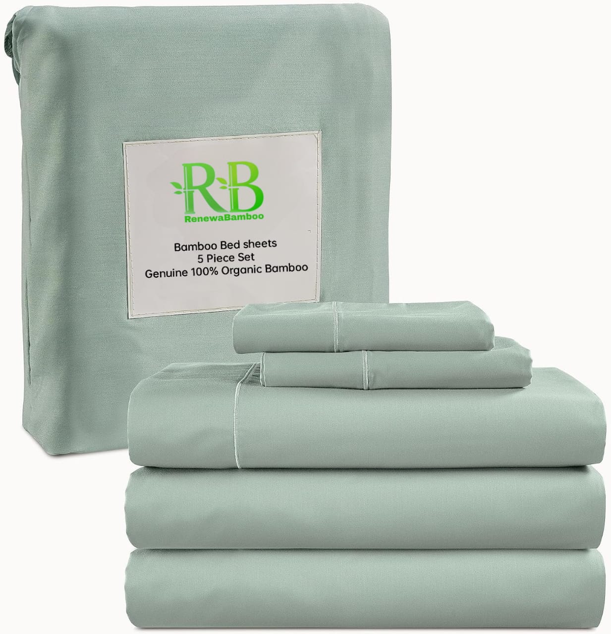 Bamboo Bed sheets - 5 Piece Set, Genuine 100% Organic Bamboo