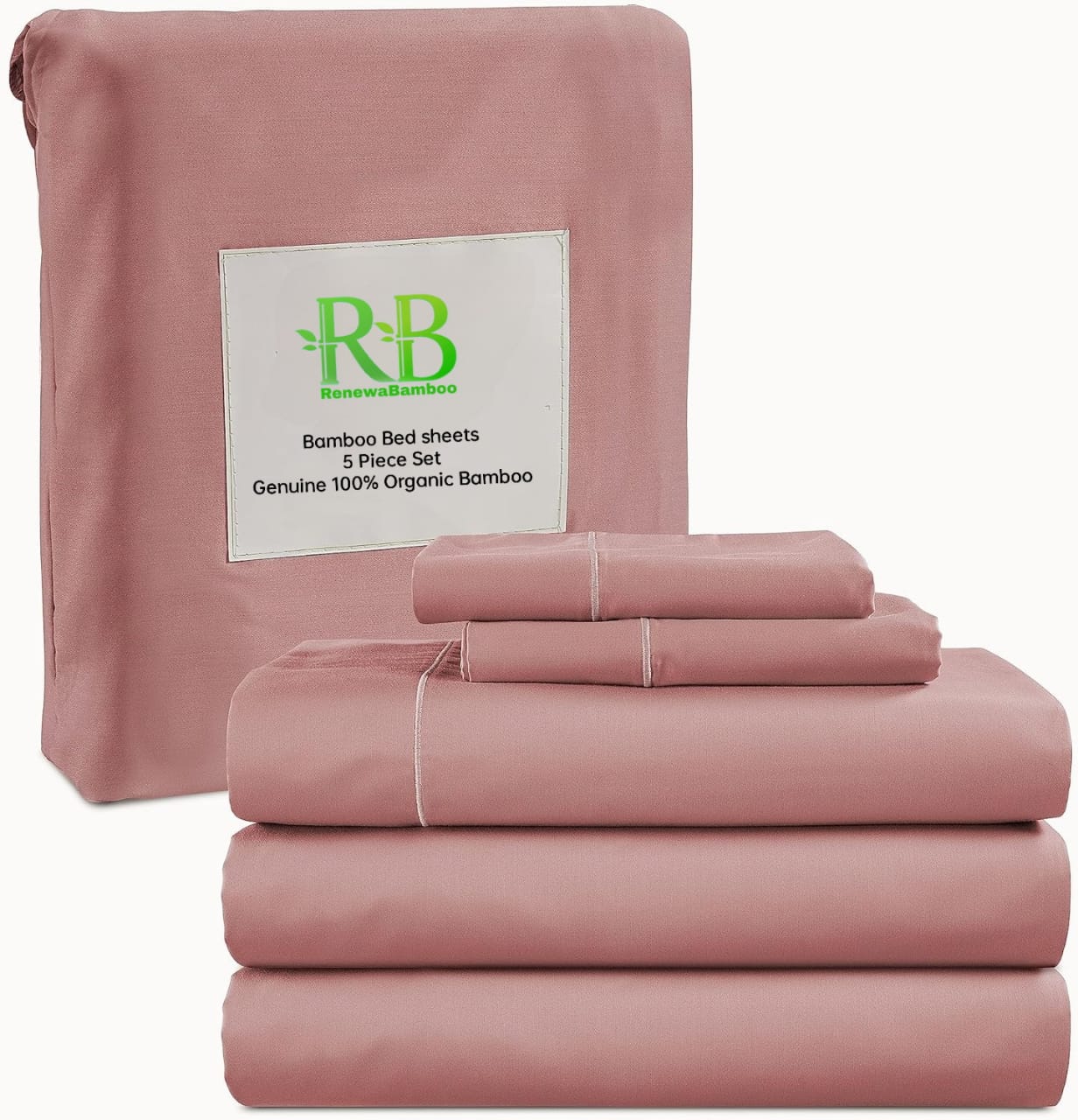 Bamboo Bed sheets - 5 Piece Set, Genuine 100% Organic Bamboo